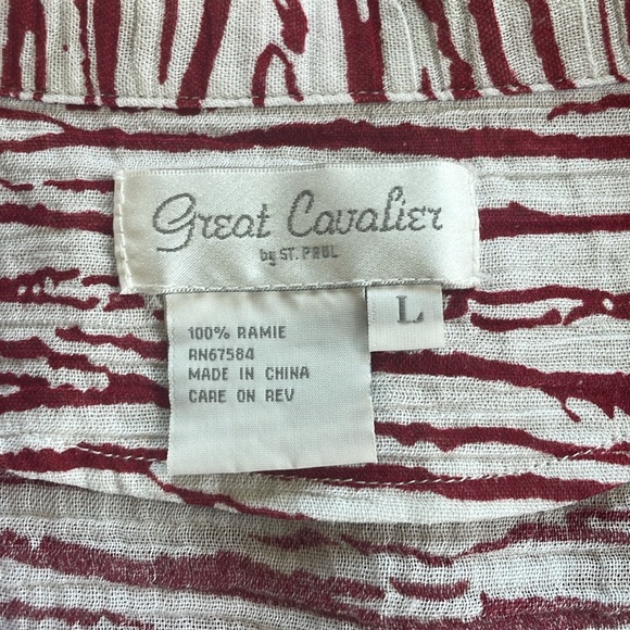 Great Cavalier by St Paul white/burgundy zebra print, long sleeve, button front, - Picture 8 of 8